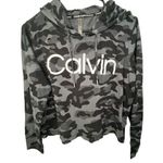 Calvin Klein  Cropped Black Camo Printed Graphic Hoodie With Logo Photo 0