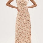 Cami NYC Rika Floral Hammered Silk Dress ivory pink size 6 Photo 0