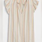 Gap 🌺THE  PASTEL AND GOLD STRIPPED FLUTTER SLEEVE TOP SIZE MEDIUM 🌺 Photo 4