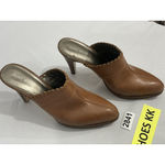 Nine West Womans 7.5 M Brown Leather Slip On Heel Mules Photo 1