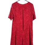 Talbots Size 10 Dress Red Floral Lace Overlay Sheath Short Sleeve Midi Formal Photo 3