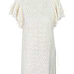 Chequer White Lace Dress Flutter Sleeve‎ Party Cocktail Summer Size 4 Photo 0