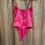 Victoria's Secret  Hot Pink Satin Silky Spaghetti Strap Bodysuit Small Photo 1