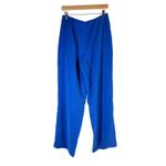 DKNY Twill Tie-Front Pleated Wide-Leg Pants Size US 6 Lapis Blue Photo 2