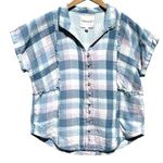 Lucky Brand  Women’s Plaid Short Sleeve Raw Edge Button Front Shirt Photo 2