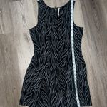 Free People Black Chenille Textured Zebra Print Drop Waist Mini Dress Size 4 Photo 8
