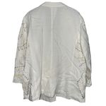 Chico's Chico’s Size 3 L White Linen Sequin Embroidered Embellished Open Blazer Jacket Photo 2