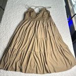 Zenana Outfitters  Tan Lace Midi Dress With Lace Top Photo 0