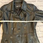 Guess  black leather vintage pea coat M Photo 2