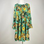 Johnny Was $398 NWOT  Tulum Relaxed Tiered Floral Teal Mini Dress Multicolor Sz S Photo 1