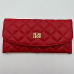 Badgley Mischka  Womens Vegan Leather Long Card Holder Wallet Red Quilted NWT Photo 0