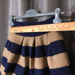 Pleated Stripe Puffy Navy Tan Structured FSR Skirt Blue Size L Photo 2