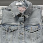 Juicy Couture Women’s XS Cropped Denim Vest Rhinestone Logo Y2K Biker Jacket Photo 5