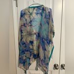 Nine West Floral Sheer Kimono with Teal Trim Swim Cover Up Photo 3