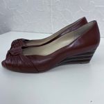 Johnston & Murphy Womens Shoes Size 7.5 Red Open Toe Slip On Heels Pumps Photo 3