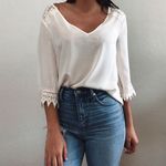 Alya White Blouse With Lace Accents Photo 0