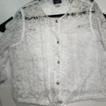 Lark Lane Women’s White Sheer Lace Button Photo 12
