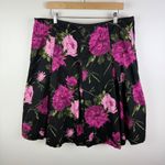 Talbots  Black Floral Pleated Skirt Sz 18 Cotton Stretch Modest Bloomcore Preppy Photo 2