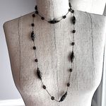 Brown and blue lampwork beads and square beads on a long chic necklace Photo 4