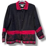 Coldwater Creek Y2K  Womens Small Jacket Black Red Velour Lace Satin Blazer VTG Photo 2