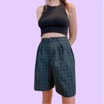 Vintage Dark Green Plaid Bermuda Shorts 🔥 Size 10 Photo 1