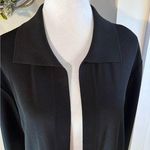 Misook Exclusively Open Front Knit Cardigan Black Green Pink Striped Trim~S💛 Photo 2