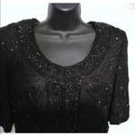 Vintage Beaded Dress Formal Cocktail Wedding Party Size Medium Fancy Elegant Black Photo 1