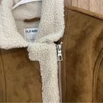 Old Navy Jacket Women's L Tan White Faux Suede Sherpa Lined Photo 6