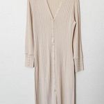 Modern Citizen [] MDRN Beige Ribbed V-Neck Longline Button Cardigan Sweater XL Photo 0
