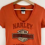 Harley Davidson Orange Sturgis South Dakota Logo V Neck Short Sleeve Graphic Tee Photo 1