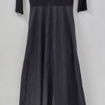 Alfred Sung Maxi Dress Womens 8 Black Ballet Top Taffeta Skirt V-Neck 3/4 Sleeve Photo 2