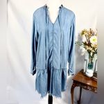Driftwood ♨️ Shaye Chambray Denim Drop-Waist Embroidered Mini Dress – Size M🧡 Photo 8