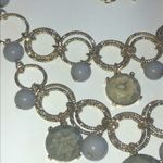 Light Gold Tone Gray Marble & Purple Bib Boho Statement Necklace Photo 2