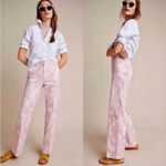 Anthropologie Jamie Tie Dye Trousers Pants Pink White Batik Floral Tailored 8 Photo 1