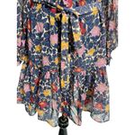 Saloni Size 2 Silk Dress Floral Long Sleeve Short Wedding Evening Cocktail Party Photo 3
