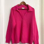 On 34th Womens Sweater Barbie Pink Collared Pullover V Neck Plus Size 2X Photo 1