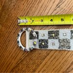 Vintage Checked Heavily Beaded Silver And Pearl Round Buckle Bling Belt Size 36 Photo 13