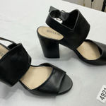 Womans Just Fab Kerston Sandals 8 Black Open Toe Strappy Buckle Close Block Heel Photo 0