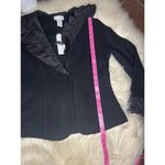 Soft Surroundings  black wool sweater ruffled collar/sleeves sz S Photo 7