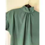 New Look  Green Mock Neck Blouse 8 Short Sleeve Elegant Women’s‎ Work Holiday Photo 2