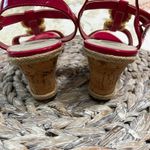 Etienne Aigner  Pink Patent Leather Flower Embellished Espadrille Wedge Sandals 8 Photo 8