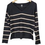 Bobeau  Womens Sweater Black Beige Stripe V Neck Long Sleeve Size‎ S Photo 0