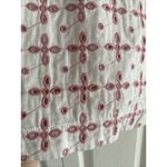 Dylan  Womens Medium Cotton White Eyelet Pink Embroidered Button‎ Boxy Top Photo 4