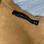 ZARA  women calfskin leather brown tiered ruffle midi sleeveless dress small Photo 2