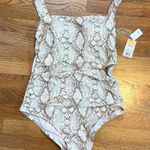Kona Sol  Women’s Medium 8 10 Brown Tan Snake Skin Print One Piece Swim suit New Photo 0