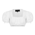 Vanessa Mooney Joelle White Puff Sleeve Cropped Blouse M NWT Photo 1
