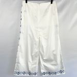 Foxiedox New Embroidered Cropped Pants Spellgirl Culottes White Blue Size Medium Photo 9