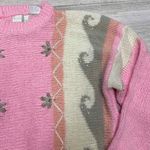 Vintage 80s Mister Noah Coquette Sweater Small Pink Acrylic Pearl Embellished Photo 2