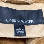 Vintage 90s Longline Cream Vegan Suede Coat Faux Fur Trim Jones New York Large Tan Photo 8