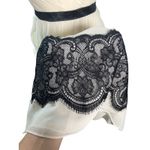 Arden B Silk Dress 8 Ivory Black Lace Cocktail Party Midi Spaghetti Strap Photo 11